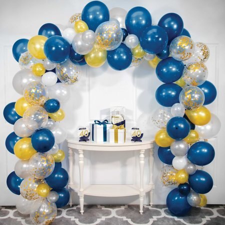 CREATIVE CONVERTING 16' Navy, Gold and Silver Balloon Arch Kit 16', 672PK 360493